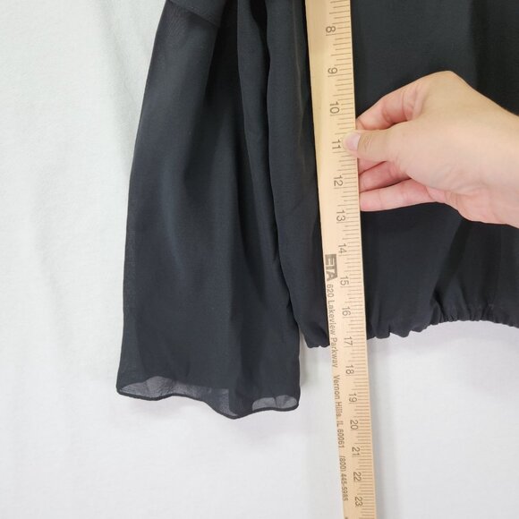 Alice + Olivia Silk Halter Top Size XS Cold Shoulder Ruffle Blouse Black - Picture 8 of 12